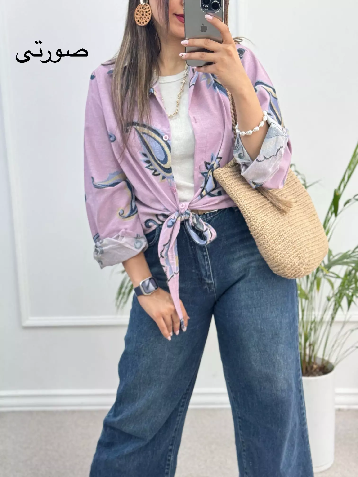 شومیز لینن گره ای ایتالیایی